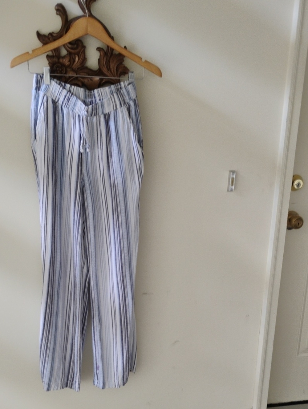 Blue & White Striped Beach Pants